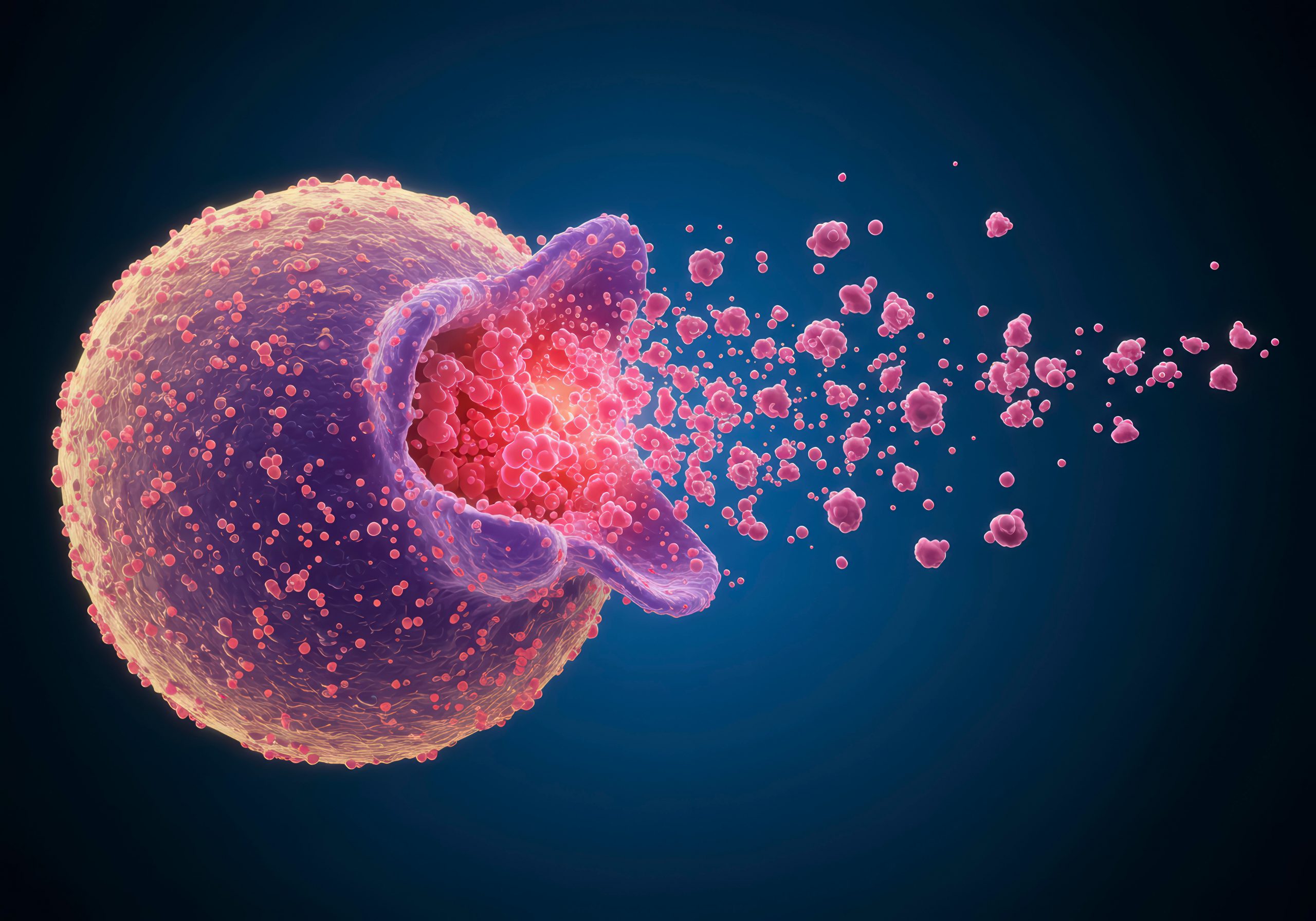 Histaminfreisetzung aus Mastzellen im Immunsystem Mastzelle setzt Histamin frei – Darstellung der Histaminfreisetzung aus Immunzellen bei Entzündungsreaktionen