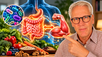 Muskelabbau ab 50 – Darstellung der Darm-Muskel-Achse mit Darm und Muskulatur