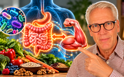 Muskelabbau ab 50 – Darstellung der Darm-Muskel-Achse mit Darm und Muskulatur